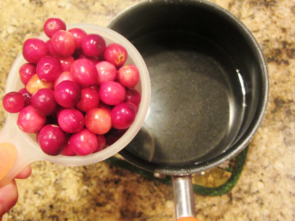 Remove from heat and add your cranberries.
