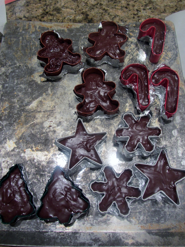 After all of the cookie cutters have been filled, refrigerate uncovered for 1-2 hours.