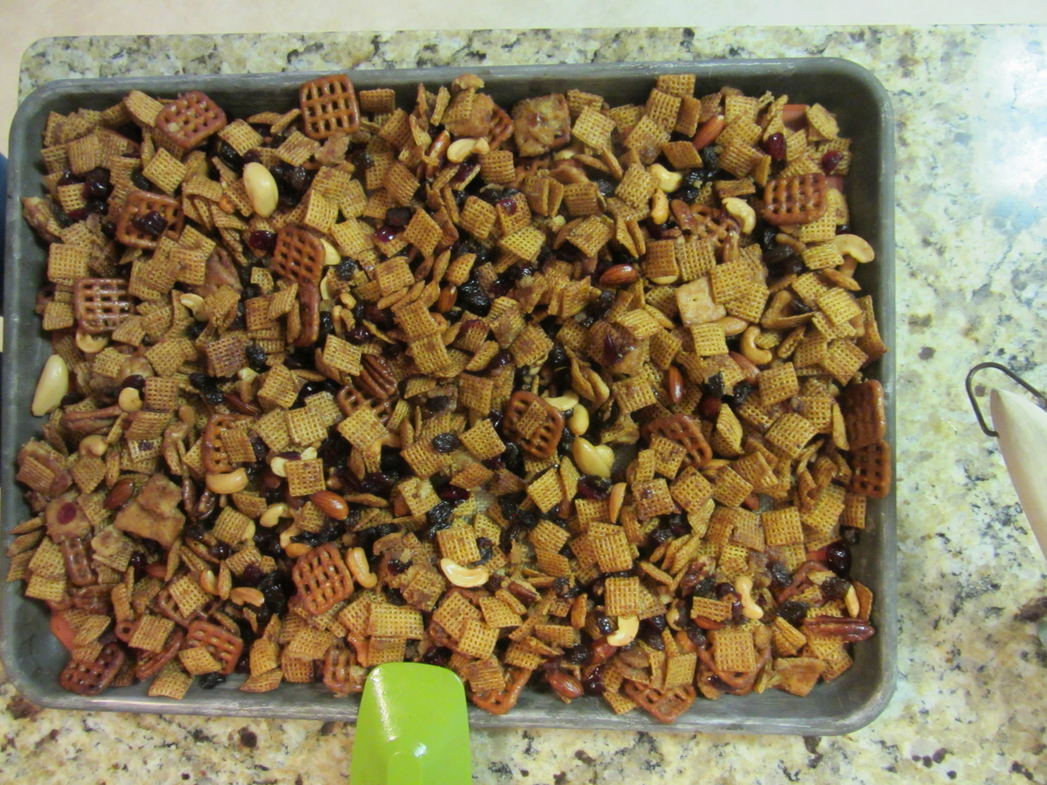 Pour the Chex Mix onto a lined baking sheet to dry out overnight (or at least 2 hours, if you can't resist). Enjoy!